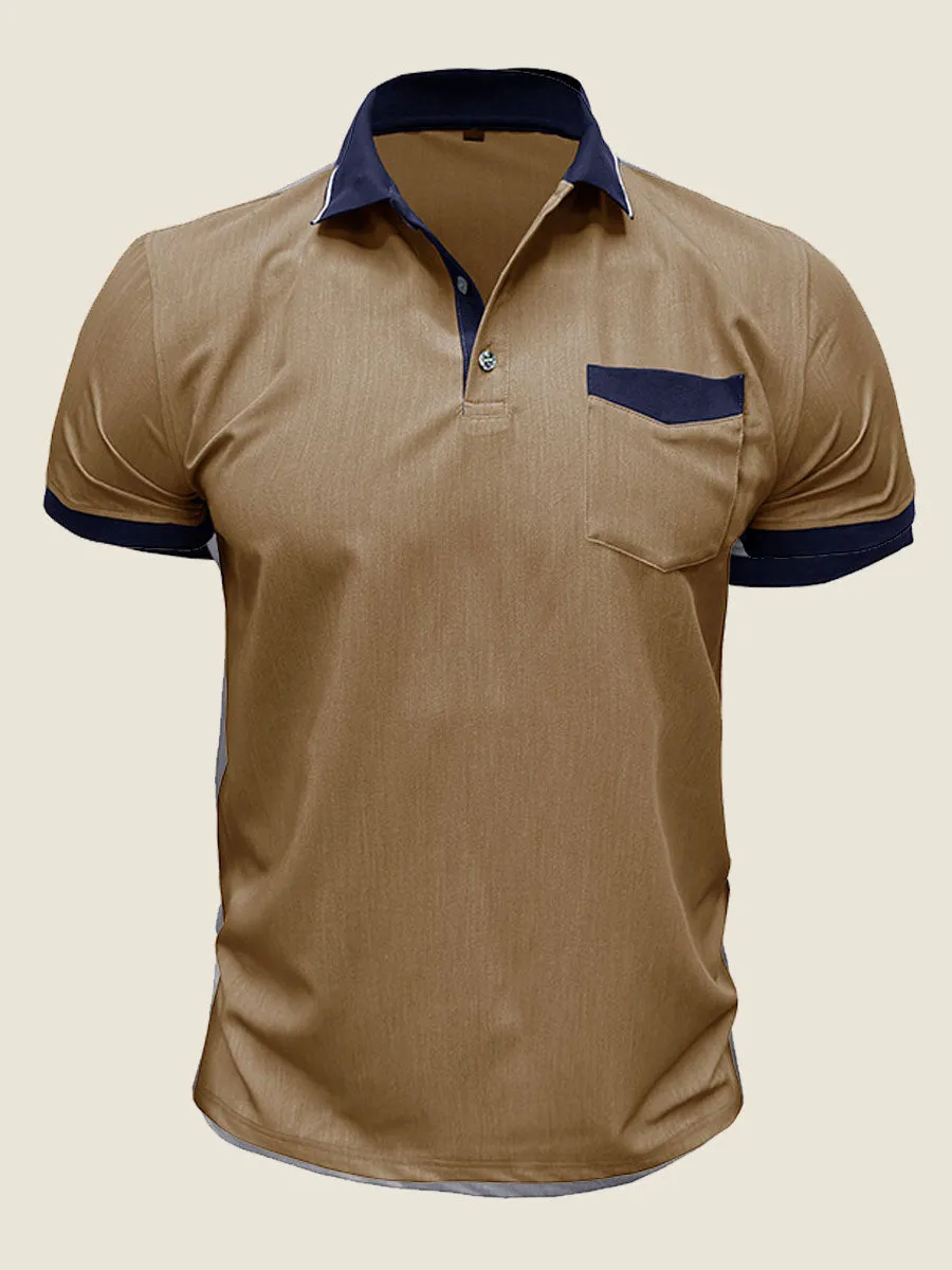 Casual Contrast Collar Polo Tee