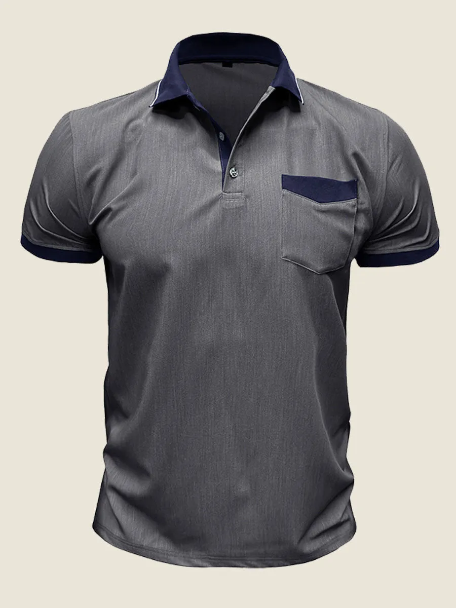 Casual Contrast Collar Polo Tee
