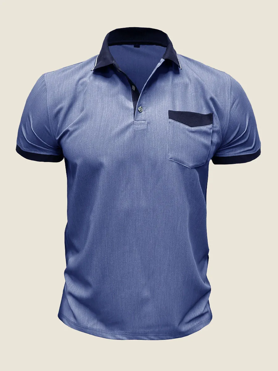 Casual Contrast Collar Polo Tee