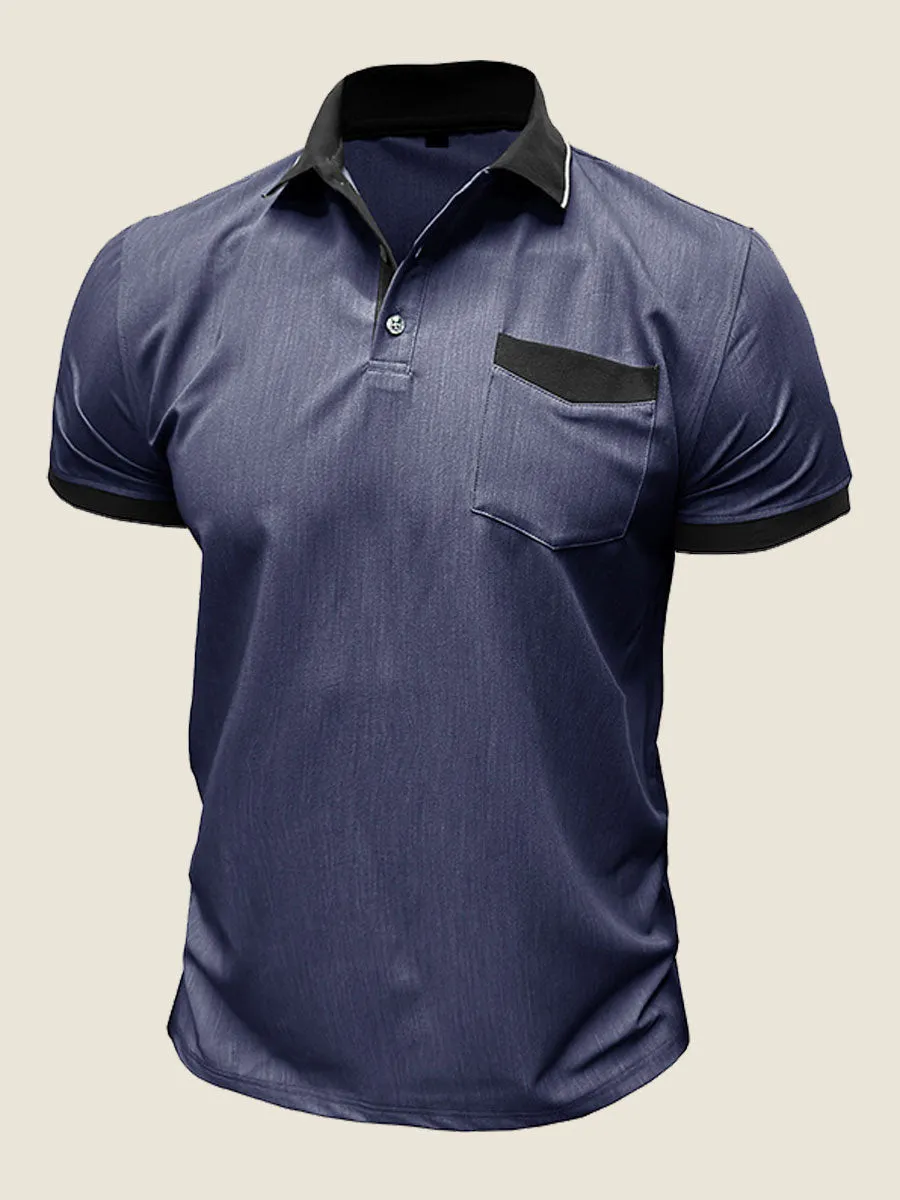 Casual Contrast Collar Polo Tee
