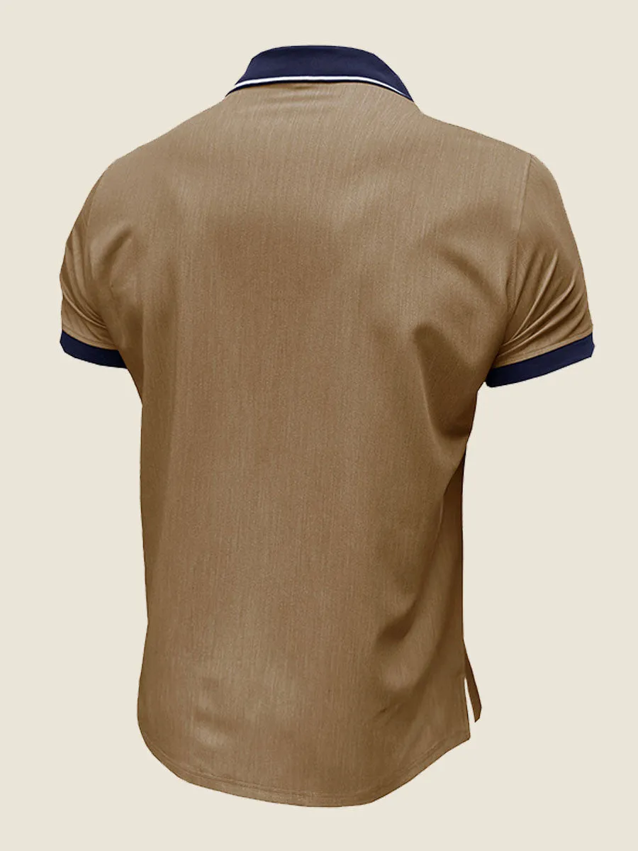 Casual Contrast Collar Polo Tee
