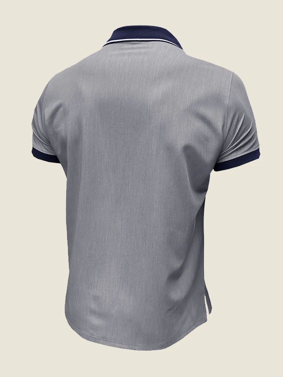 Casual Contrast Collar Polo Tee