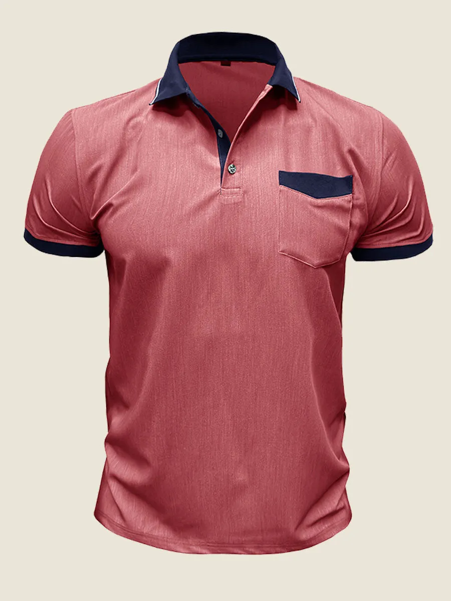 Casual Contrast Collar Polo Tee
