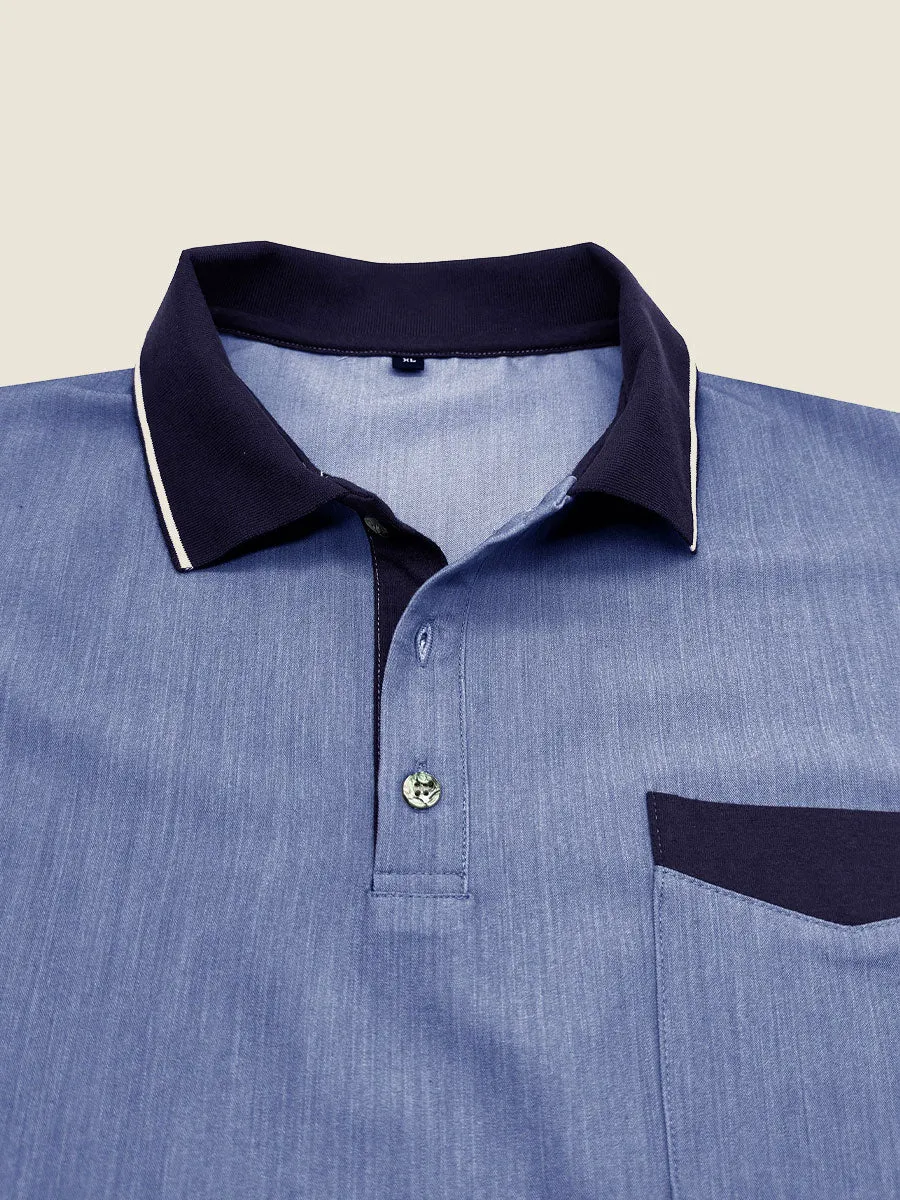 Casual Contrast Collar Polo Tee