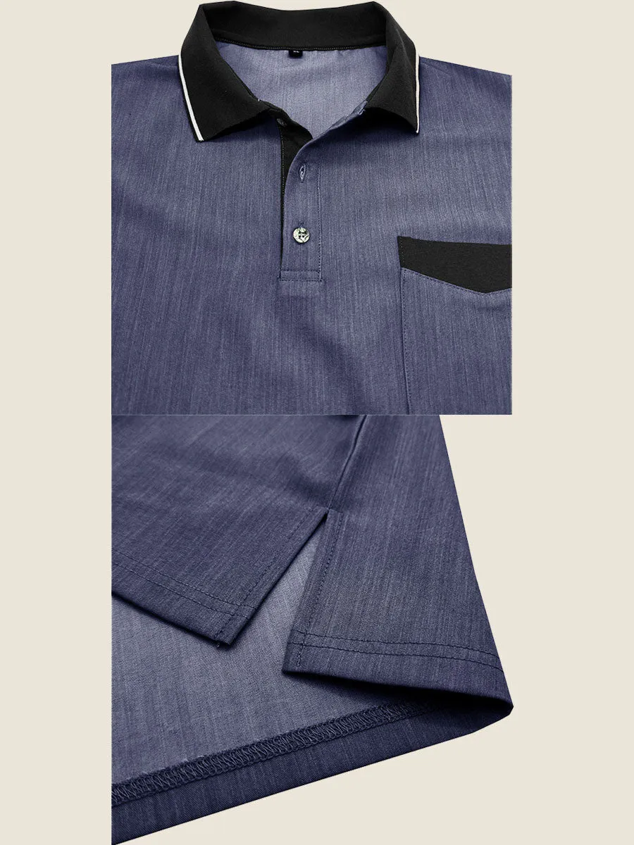 Casual Contrast Collar Polo Tee