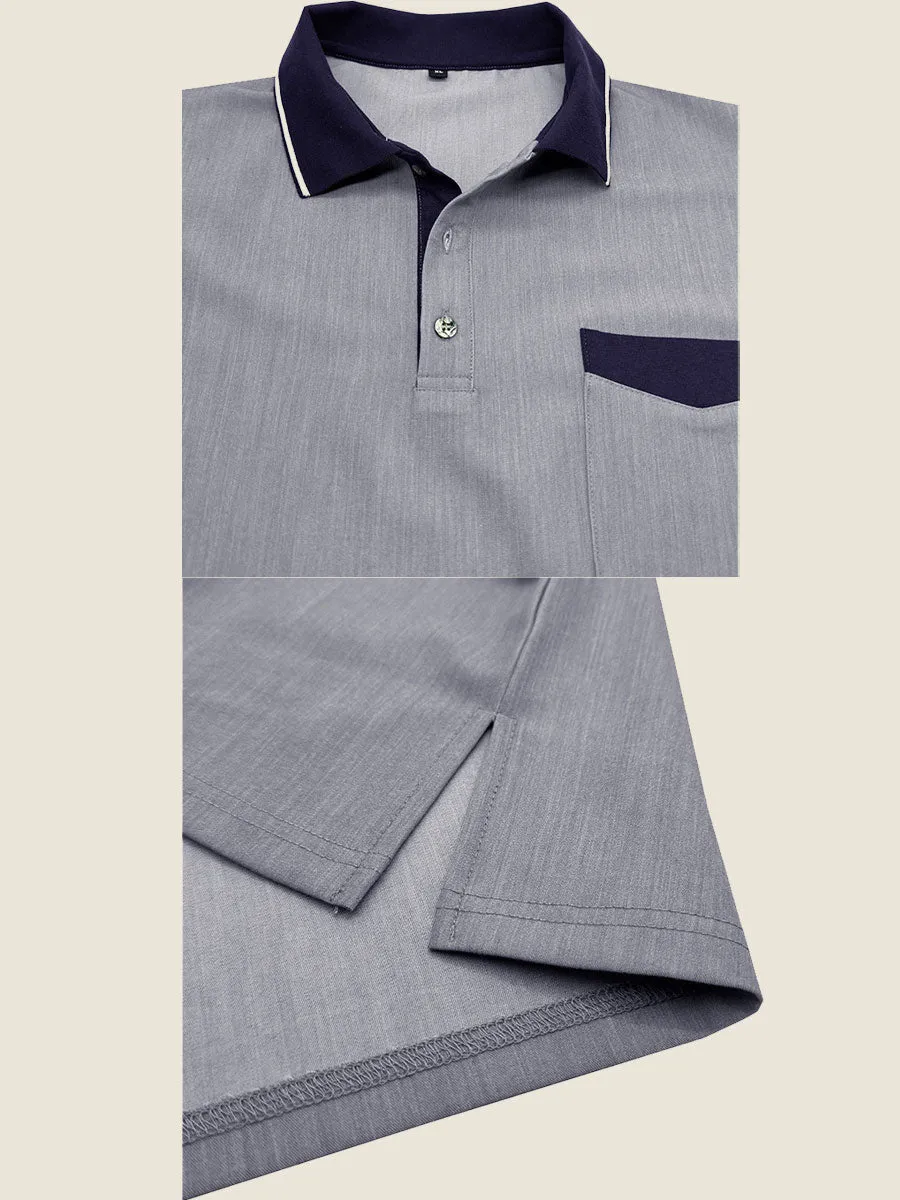 Casual Contrast Collar Polo Tee