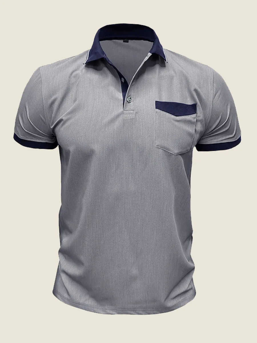 Casual Contrast Collar Polo Tee