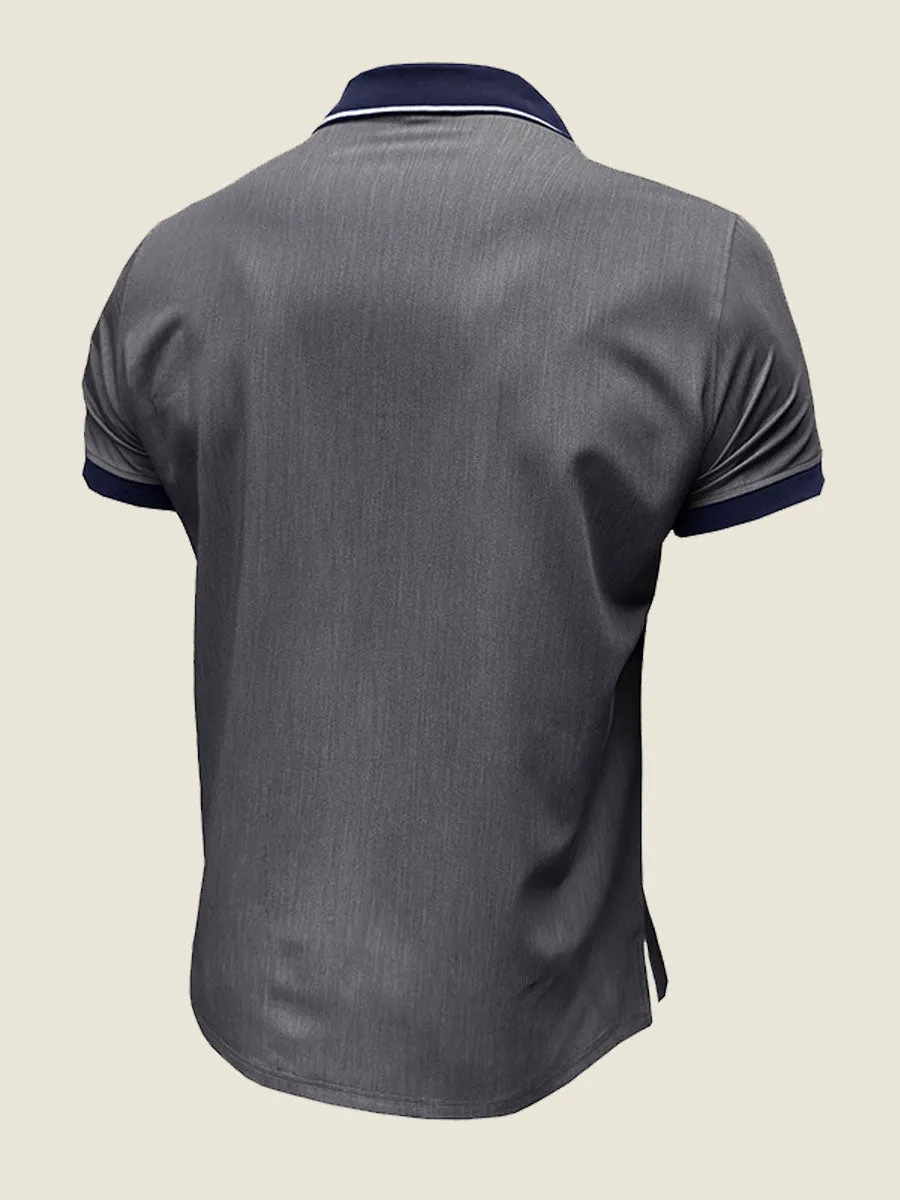 Casual Contrast Collar Polo Tee