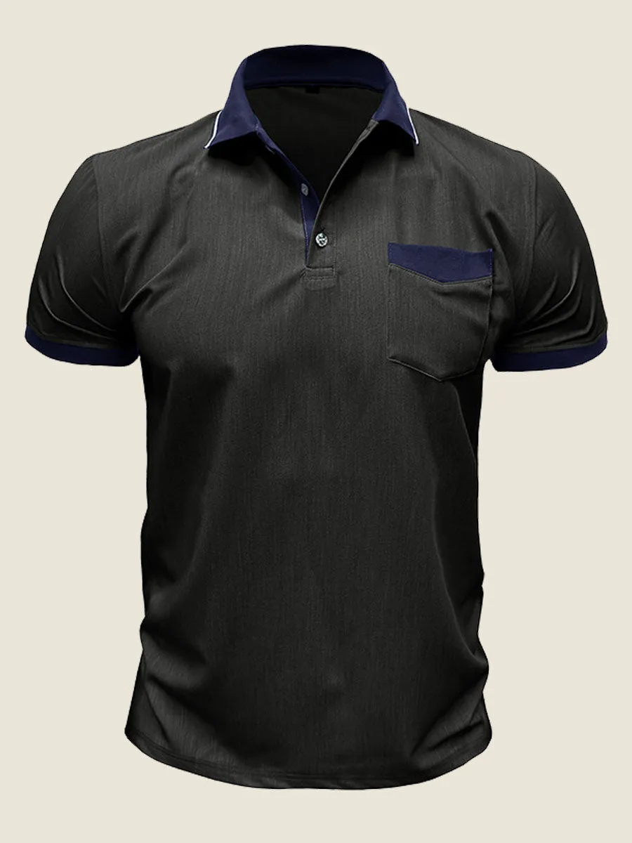 Casual Contrast Collar Polo Tee