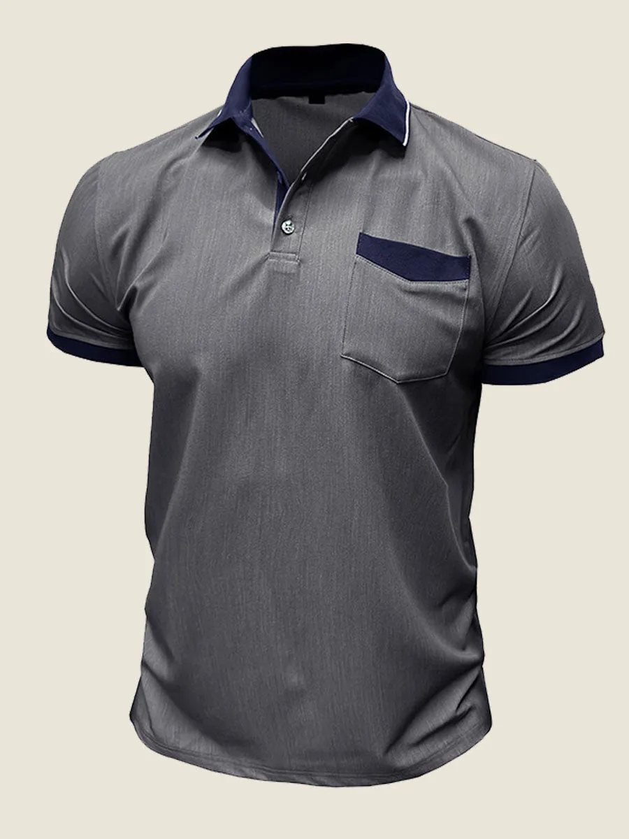 Casual Contrast Collar Polo Tee