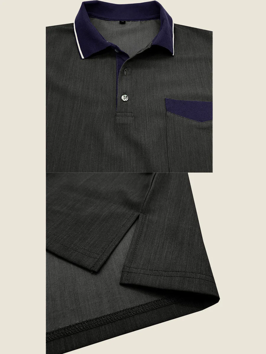Casual Contrast Collar Polo Tee