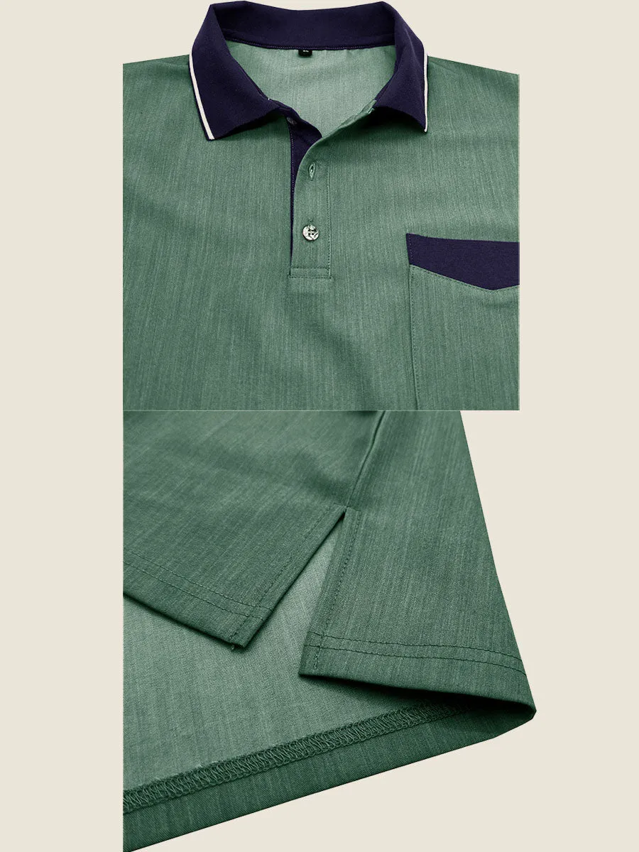 Casual Contrast Collar Polo Tee