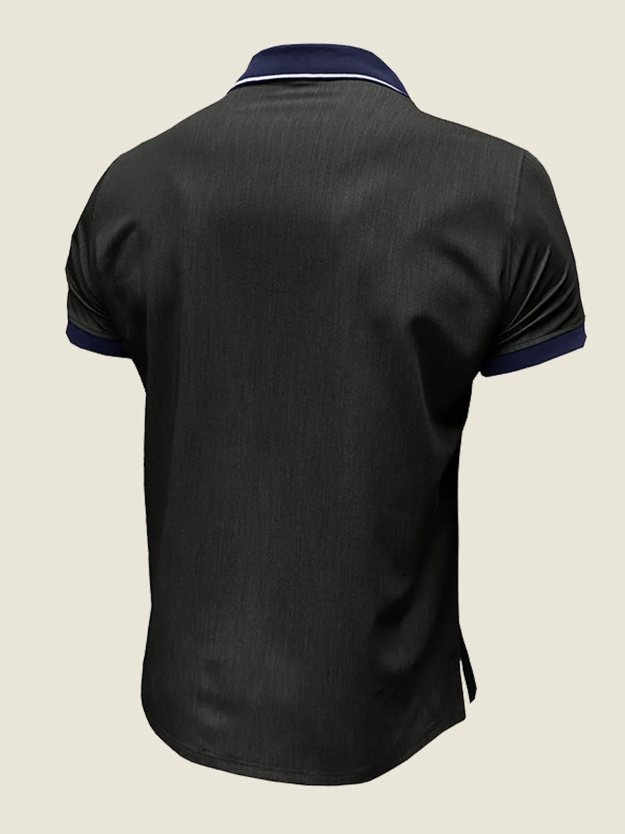 Casual Contrast Collar Polo Tee