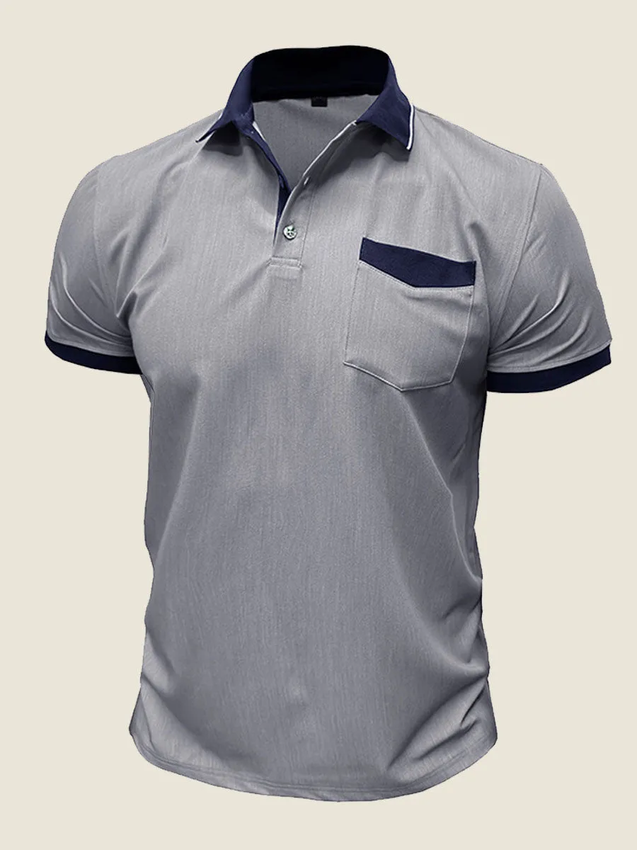 Casual Contrast Collar Polo Tee
