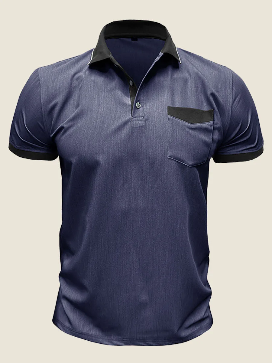 Casual Contrast Collar Polo Tee