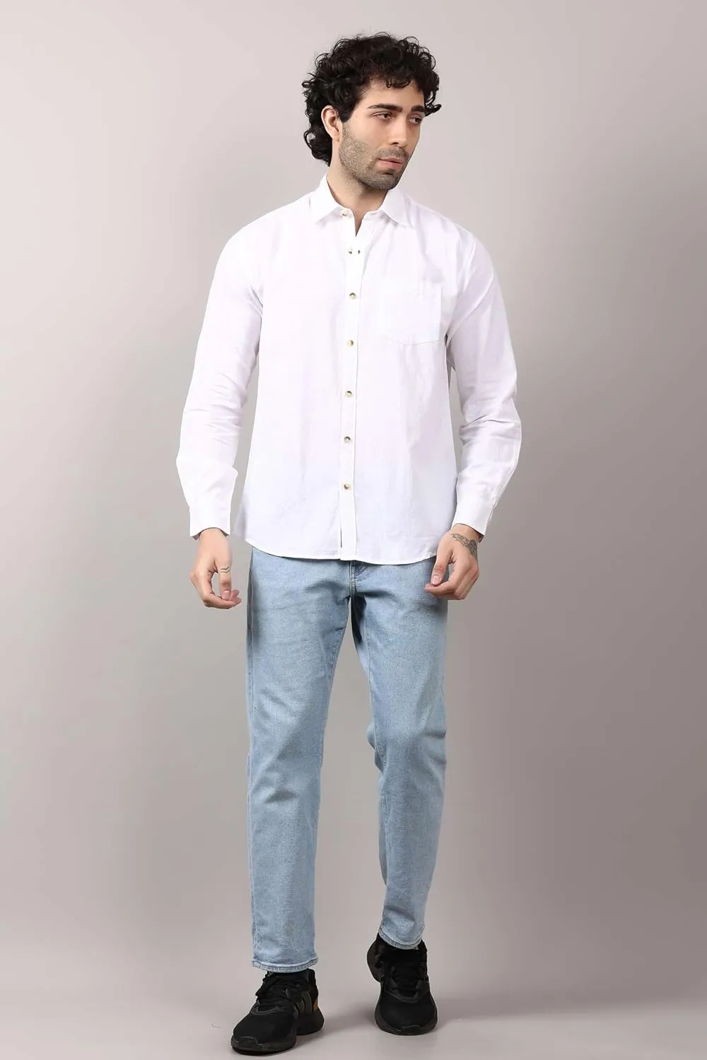 Casual Men's Cotton Shirt Button Down Shirts for Men Long Sleeve Untucked Business Dress Fashion Beach Tops