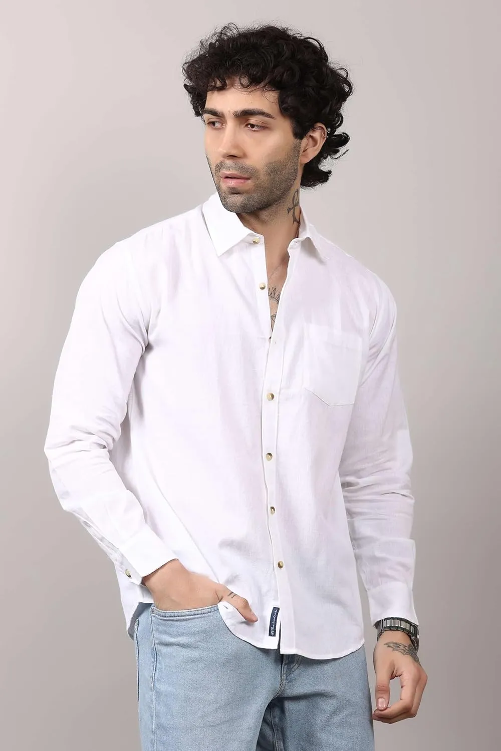 Casual Men's Cotton Shirt Button Down Shirts for Men Long Sleeve Untucked Business Dress Fashion Beach Tops