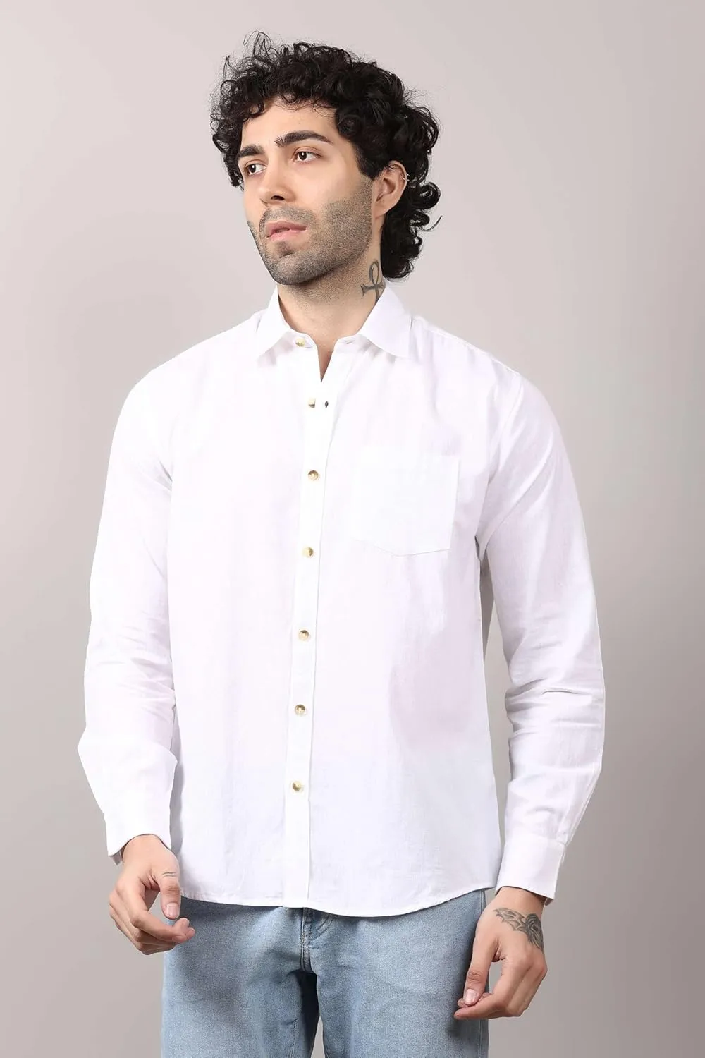 Casual Men's Cotton Shirt Button Down Shirts for Men Long Sleeve Untucked Business Dress Fashion Beach Tops