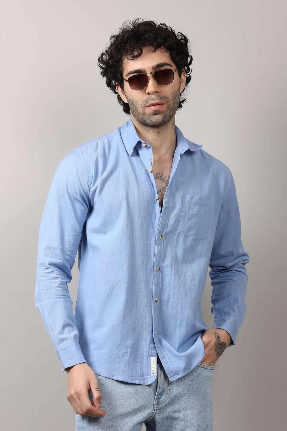 Casual Men's Cotton Shirt Button Down Shirts for Men Long Sleeve Untucked Business Dress Fashion Beach Tops