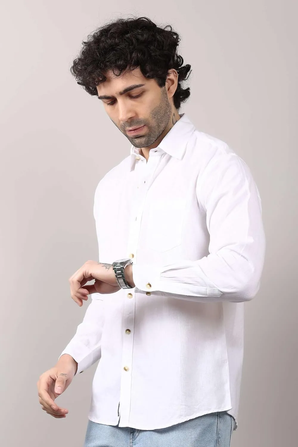 Casual Men's Cotton Shirt Button Down Shirts for Men Long Sleeve Untucked Business Dress Fashion Beach Tops