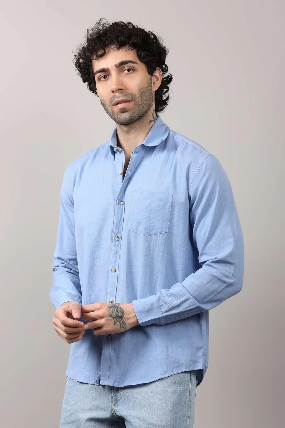 Casual Men's Cotton Shirt Button Down Shirts for Men Long Sleeve Untucked Business Dress Fashion Beach Tops