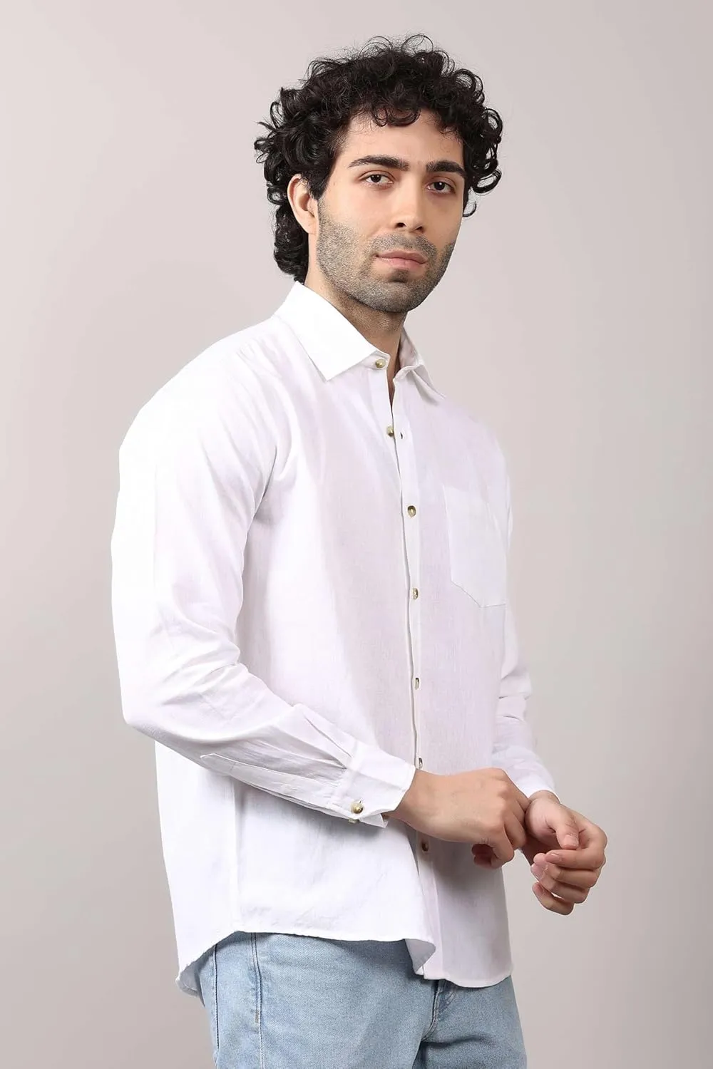 Casual Men's Cotton Shirt Button Down Shirts for Men Long Sleeve Untucked Business Dress Fashion Beach Tops