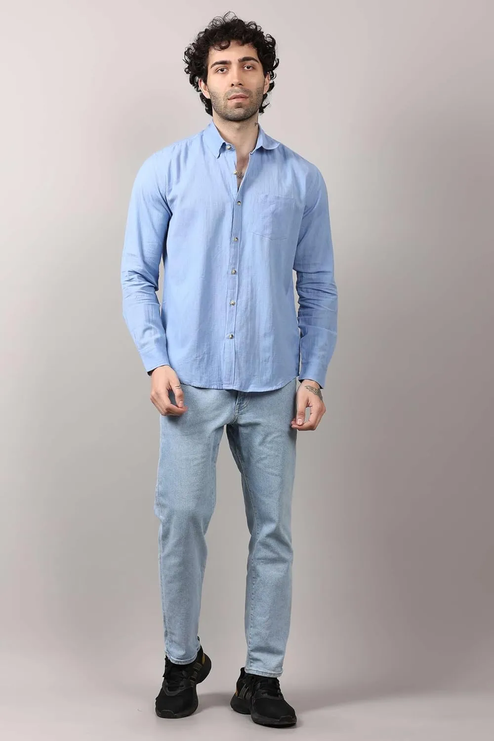 Casual Men's Cotton Shirt Button Down Shirts for Men Long Sleeve Untucked Business Dress Fashion Beach Tops