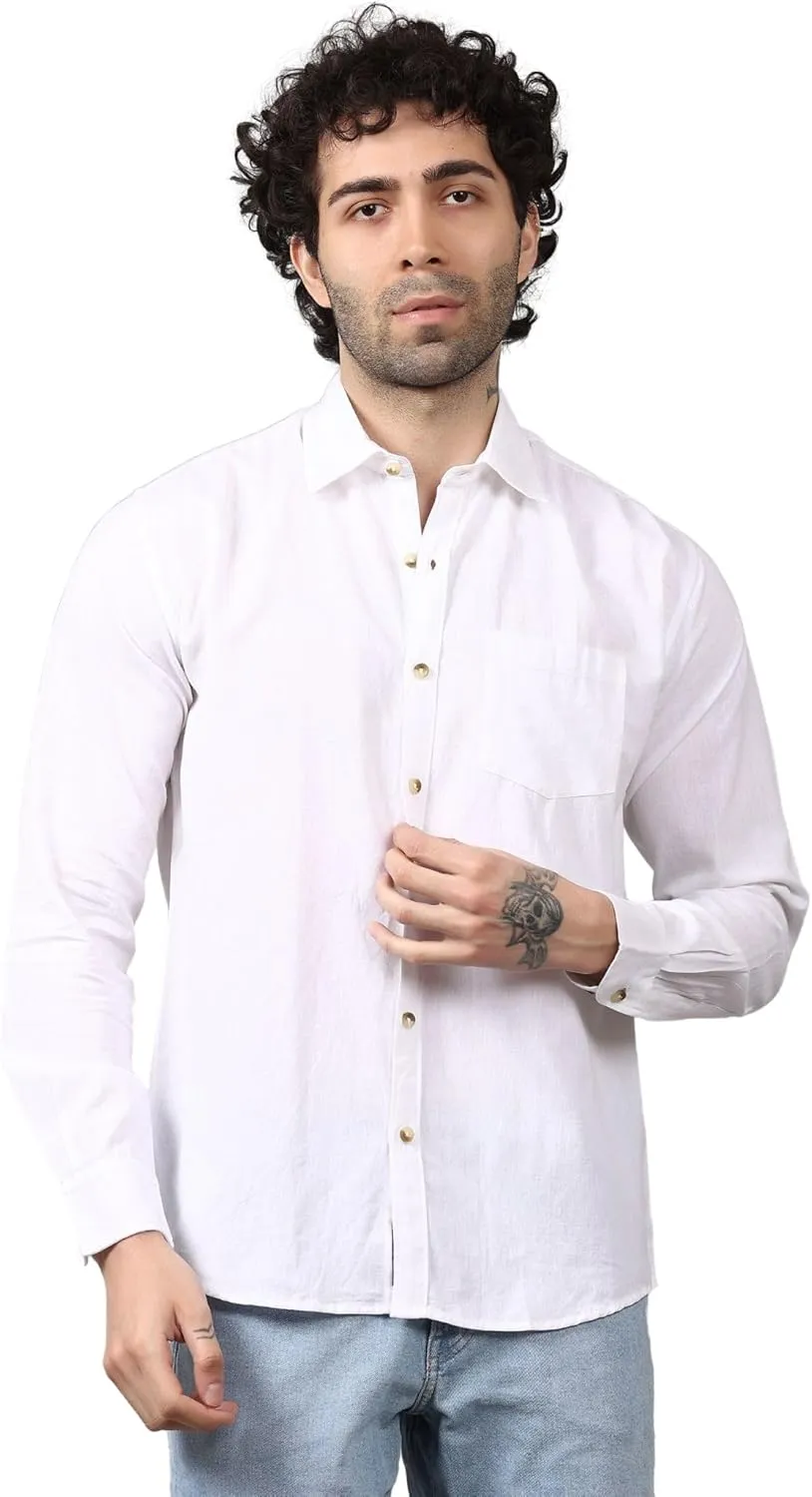 Casual Men's Cotton Shirt Button Down Shirts for Men Long Sleeve Untucked Business Dress Fashion Beach Tops