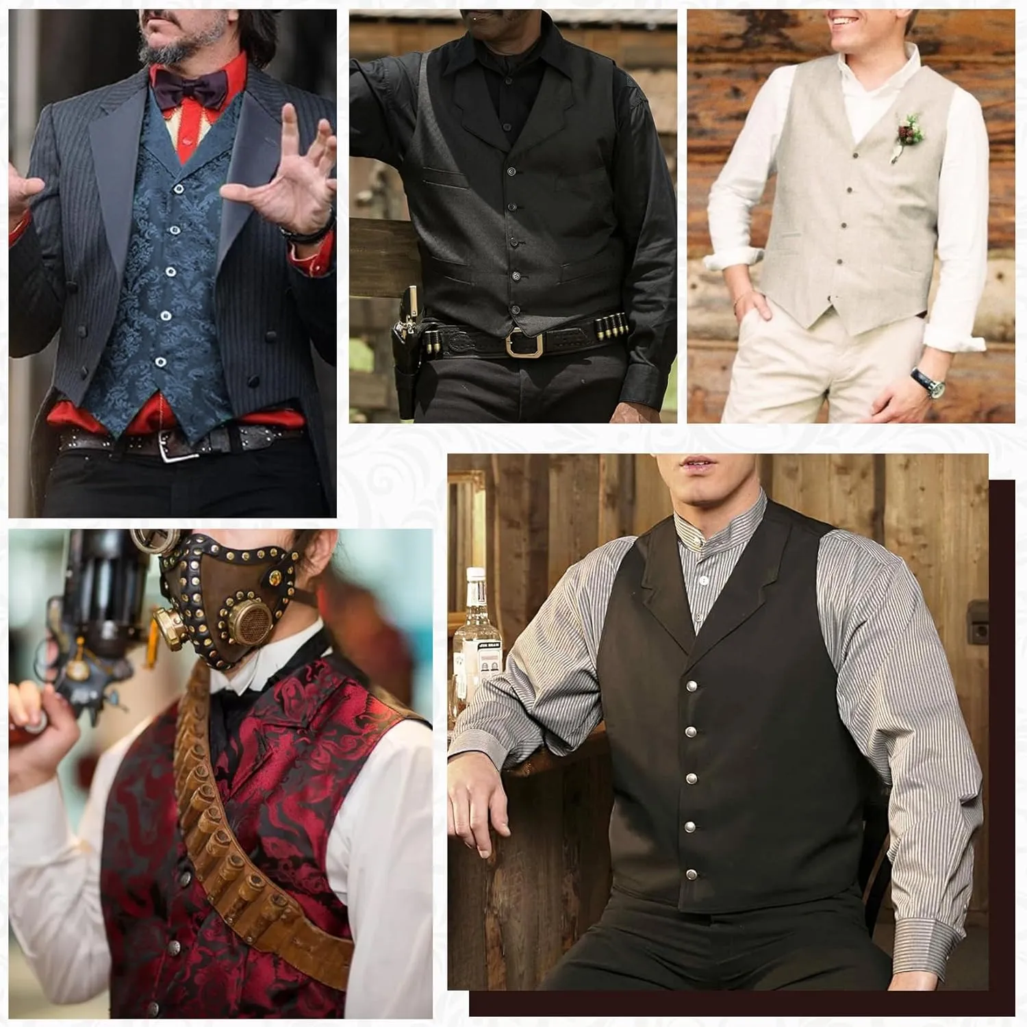 Century Star Mens Vest Suit Vests Dress Vampire Steampunk Pirate Casual Cowboy Goth Renaissance Victorian Gothic Waistcoat