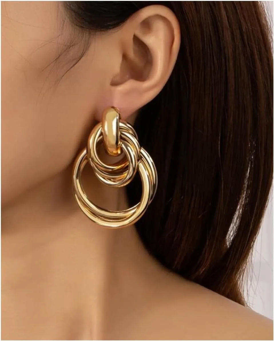Chunky Gold Earrings for Women Gold Link Earrings Knot Link Dangle Earrings for Women Jewelry