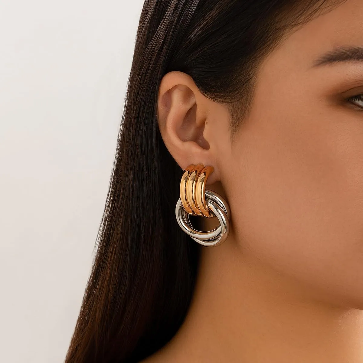 Chunky Gold Earrings for Women Gold Statement Knot Earrings Trendy Chunky Gold Hoop Geometric Earring Drop Dangle Gold Prom Earrings Minimalist Gold Jewelry