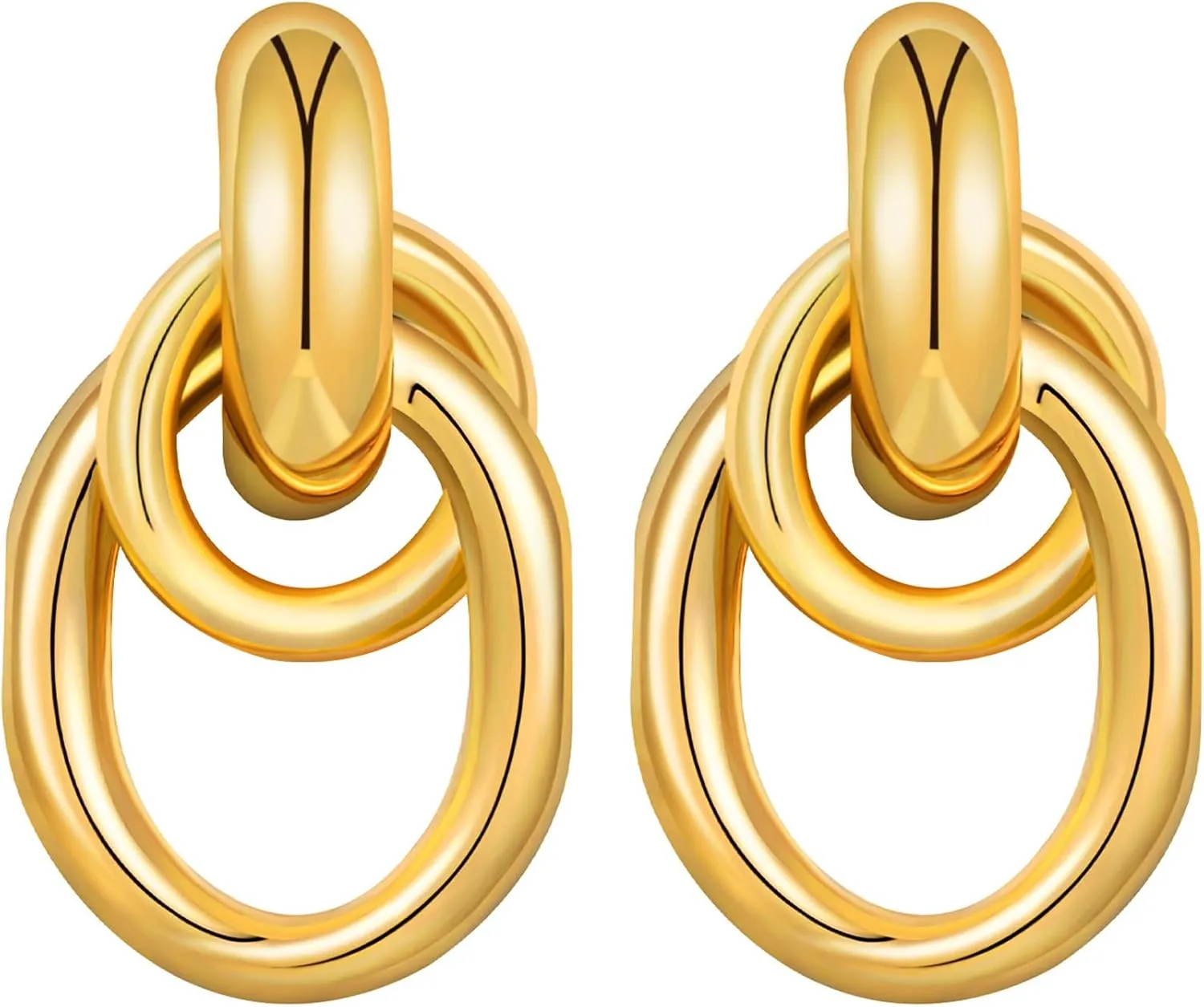 Chunky Gold Hoop Earrings for Women Cute Lightweight Gold Earrings with 14K Gold Plated Trendy Earrings for Women