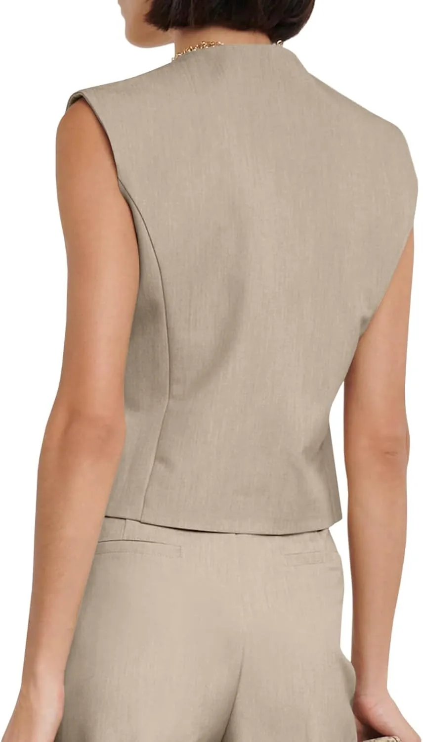 Cicy Bell Womens Waistcoat Vest Sleeveless Blazers V Neck Button Up Asymmetrical Hem Work Office Suit Vests