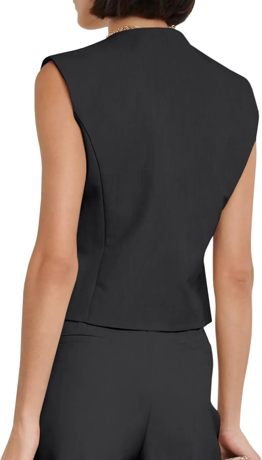 Cicy Bell Womens Waistcoat Vest Sleeveless Blazers V Neck Button Up Asymmetrical Hem Work Office Suit Vests