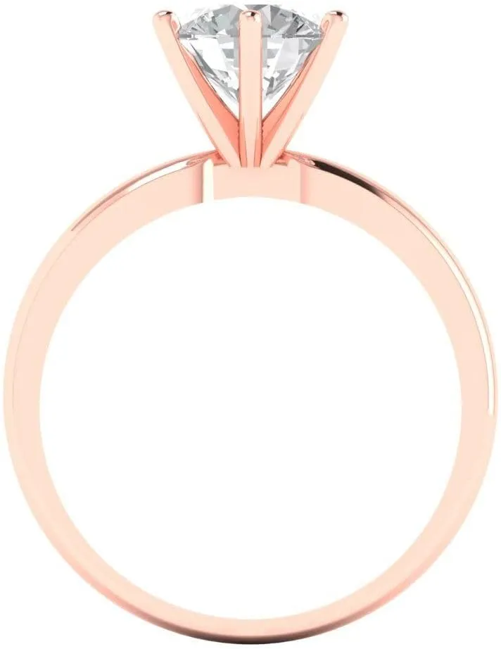 Clara Pucci Yellow/Rose/White 14k Gold Solitaire Statement anniversary Engagement Promise Ring - 1.5Ct Round Cut Simulated Diamond