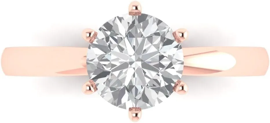 Clara Pucci Yellow/Rose/White 14k Gold Solitaire Statement anniversary Engagement Promise Ring - 1.5Ct Round Cut Simulated Diamond