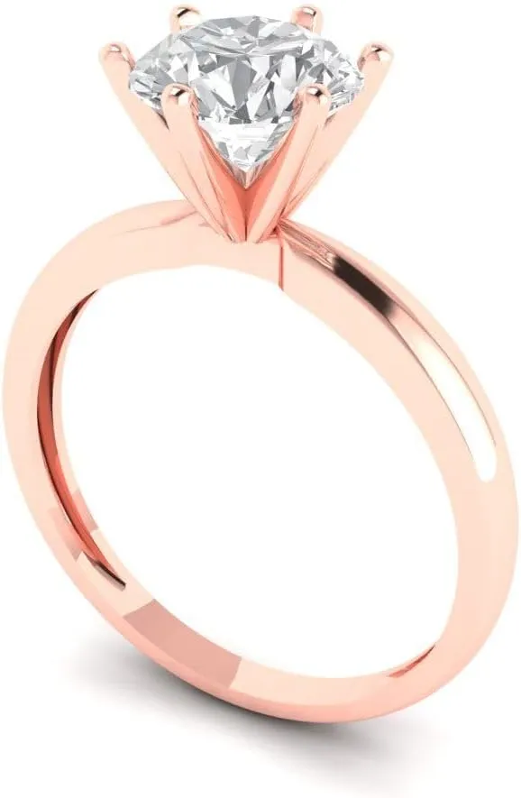 Clara Pucci Yellow/Rose/White 14k Gold Solitaire Statement anniversary Engagement Promise Ring - 1.5Ct Round Cut Simulated Diamond