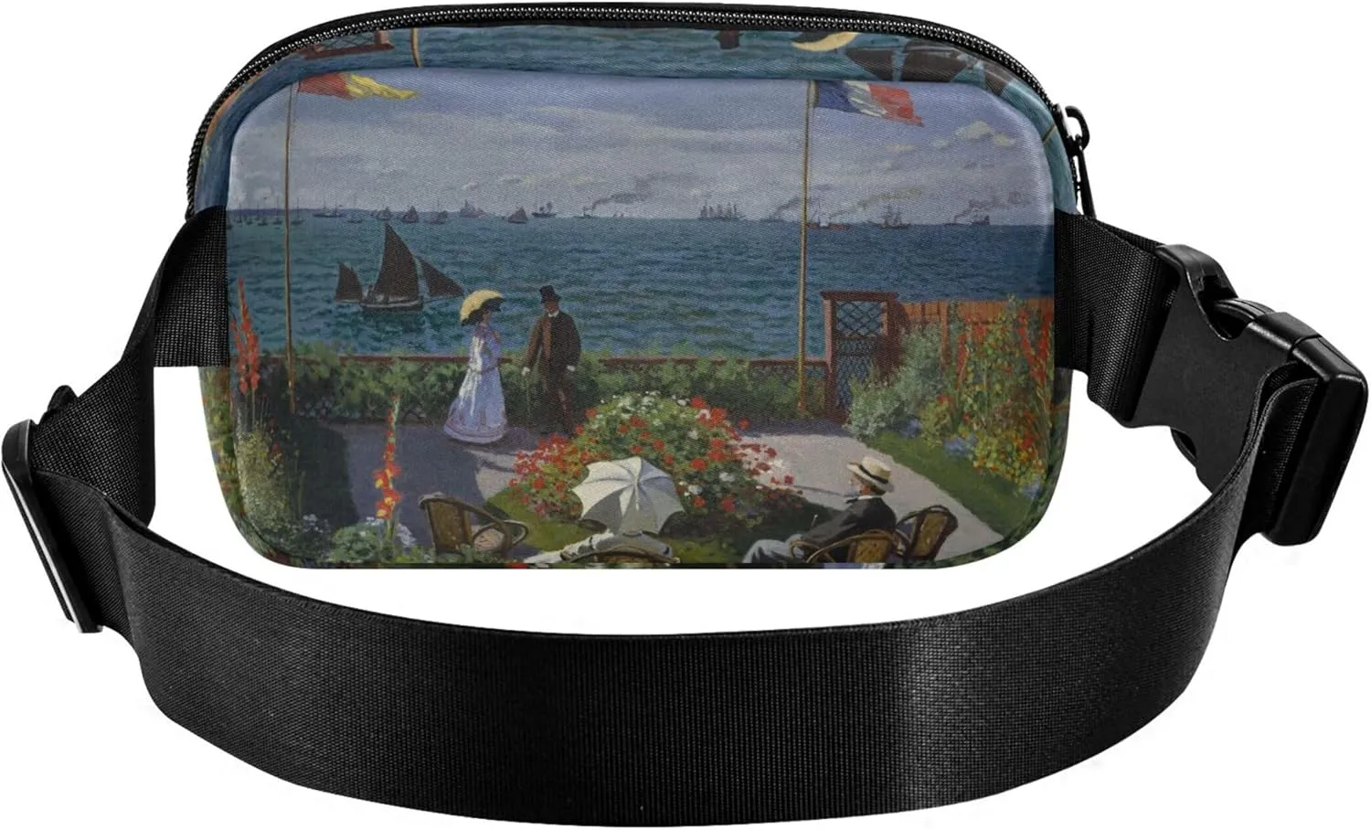 Claude Monet Jardin  Sainte Print Fanny Pack for Women Hip Pack Belt Pouch Waterproof Bright Waist Pouch for Women