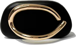 Clutch Evening Purse Golden Color Handle Chain Party Banquet Round Shoulder Handbag