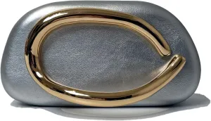 Clutch Evening Purse Golden Color Handle Chain Party Banquet Round Shoulder Handbag