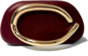 Clutch Evening Purse Golden Color Handle Chain Party Banquet Round Shoulder Handbag