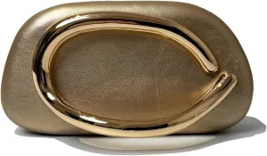 Clutch Evening Purse Golden Color Handle Chain Party Banquet Round Shoulder Handbag