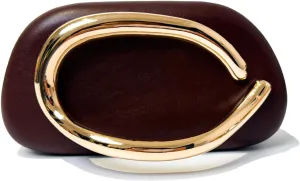 Clutch Evening Purse Golden Color Handle Chain Party Banquet Round Shoulder Handbag