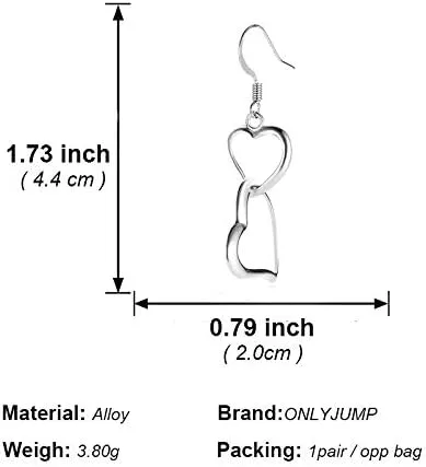 coadipress Double Love Heart Layered Earrings Elegant Silver Gold Plated Dangle Drop Hooks Earrings Jewelry Birthday Gifts for Women