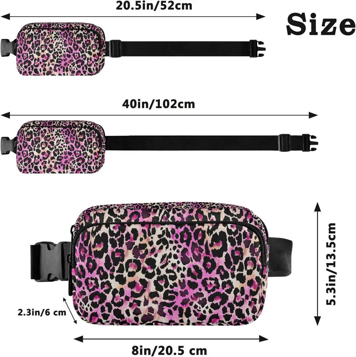 Colorful Romantic Leoprad Women Fanny Packs Waterproof Belt Bag Hip Pouch Funky Crossbody Waist Pack