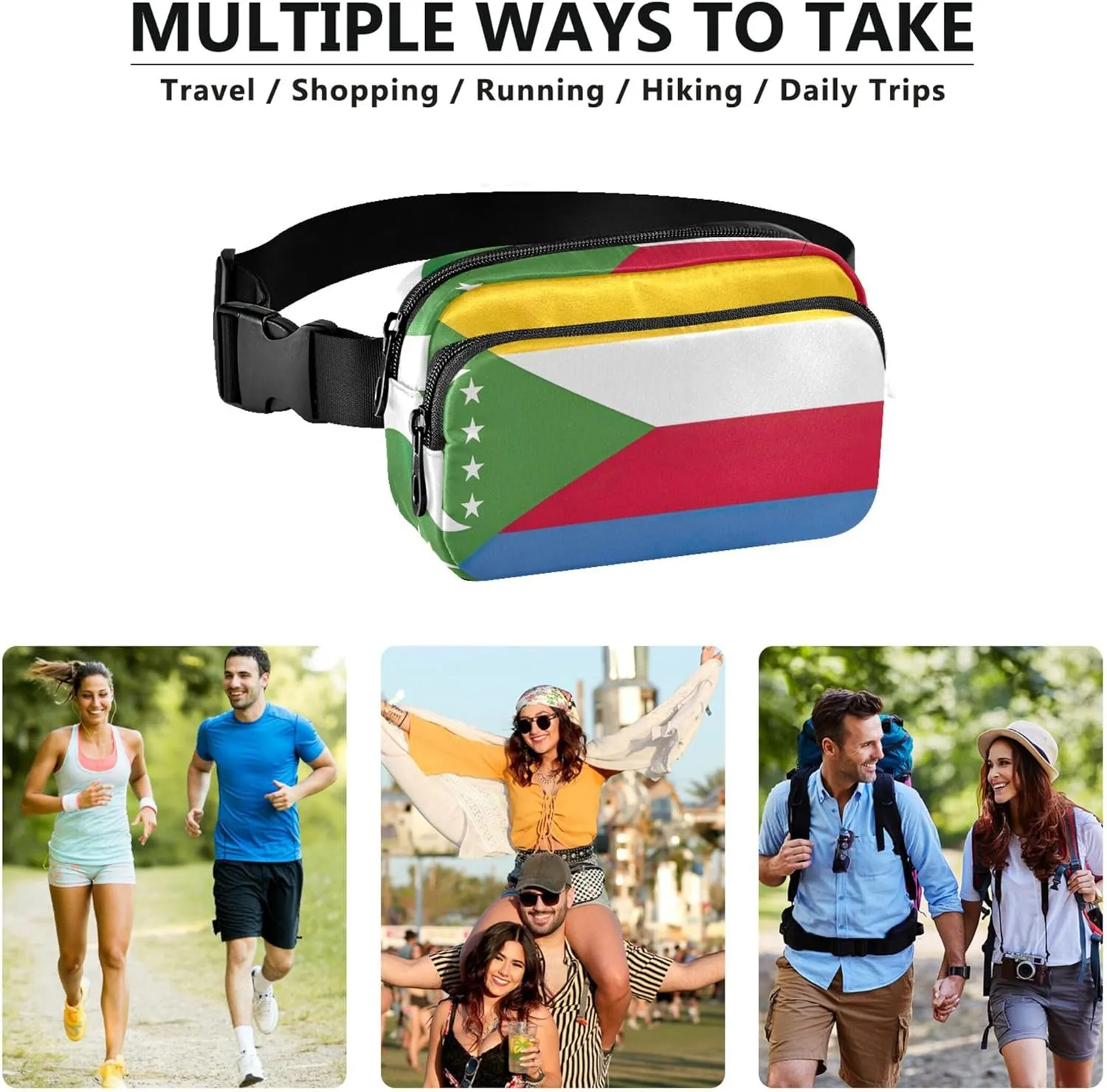 Comoros National Flag Fanny Packs for Women Waterproof Hip Bag Belt Purse Cute Travel Waist Bag