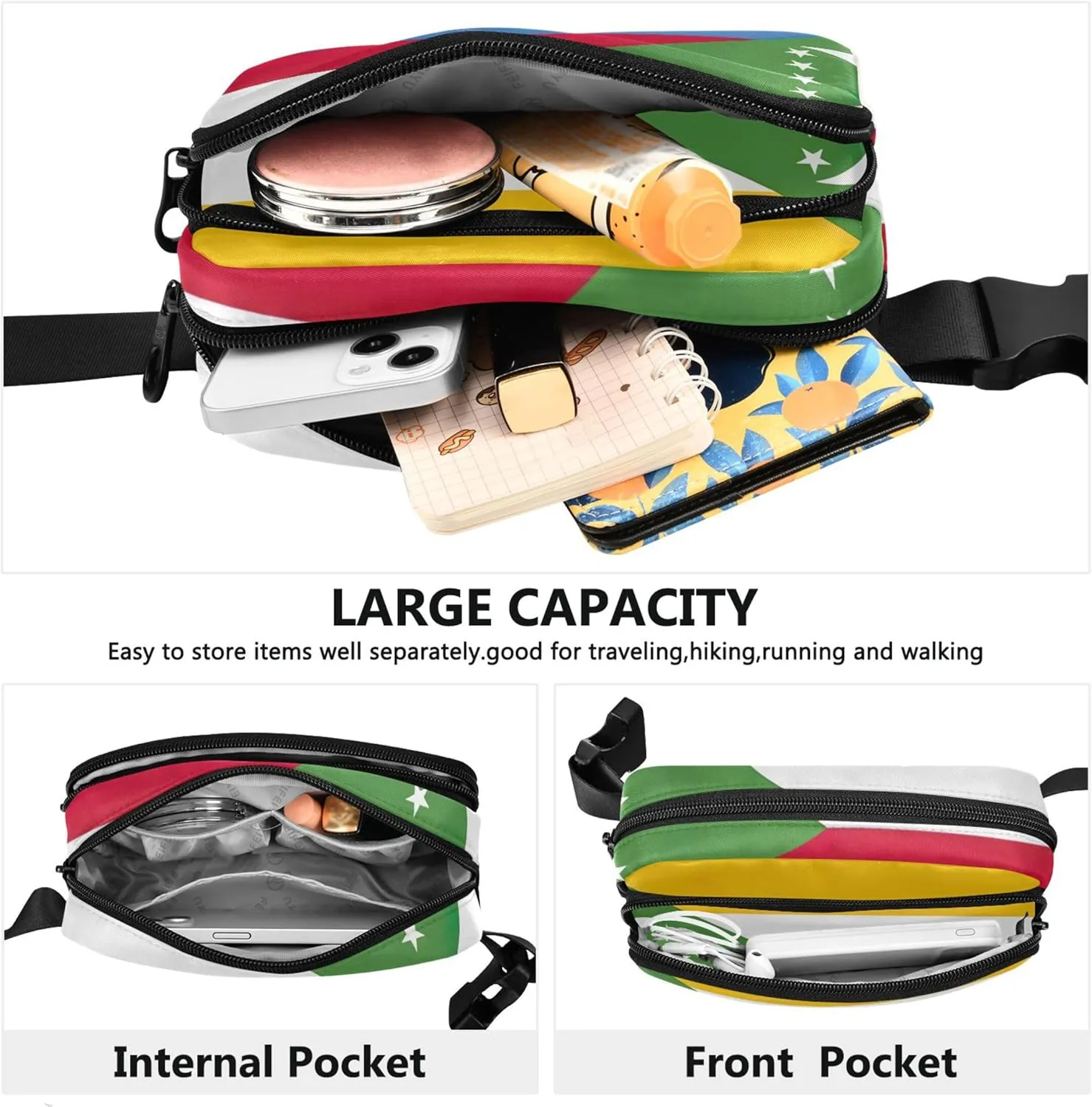 Comoros National Flag Fanny Packs for Women Waterproof Hip Bag Belt Purse Cute Travel Waist Bag