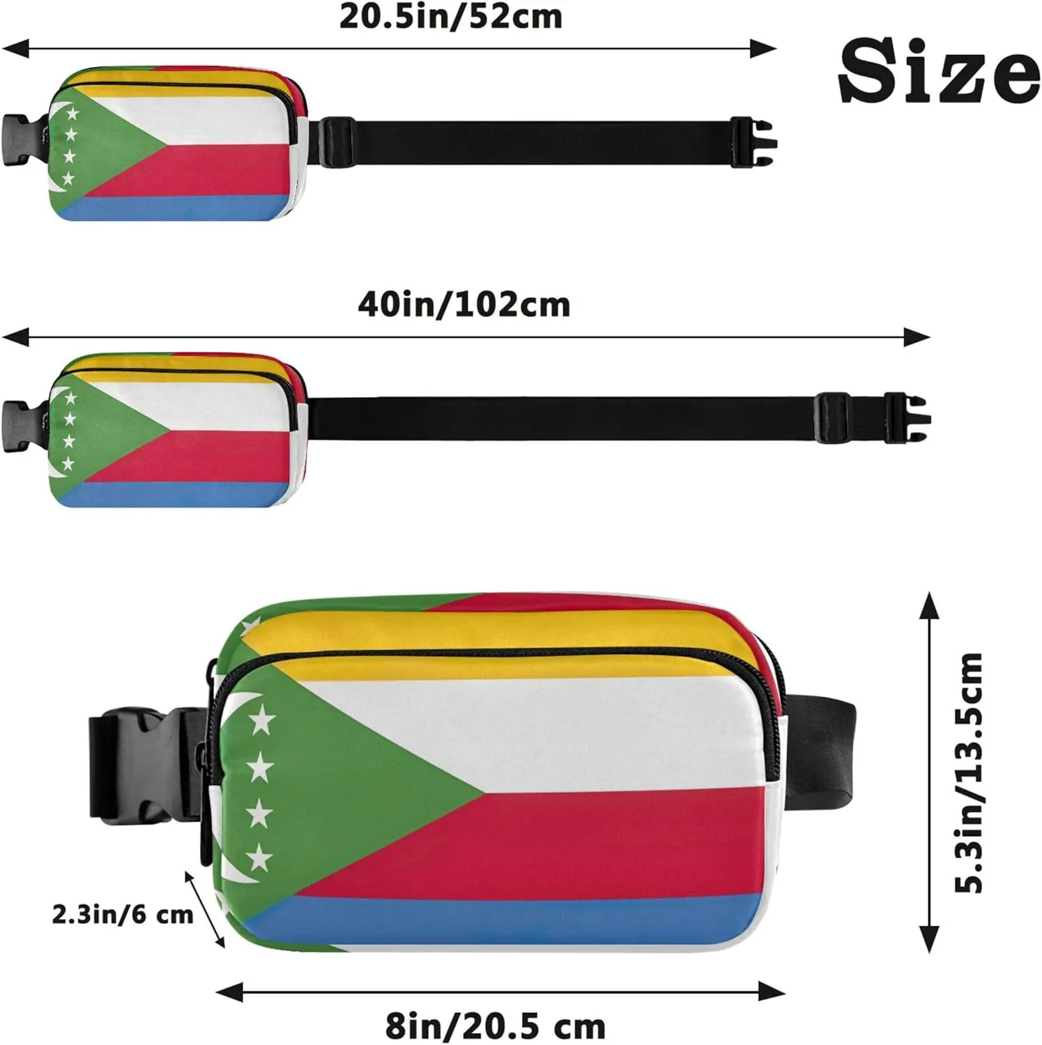 Comoros National Flag Fanny Packs for Women Waterproof Hip Bag Belt Purse Cute Travel Waist Bag