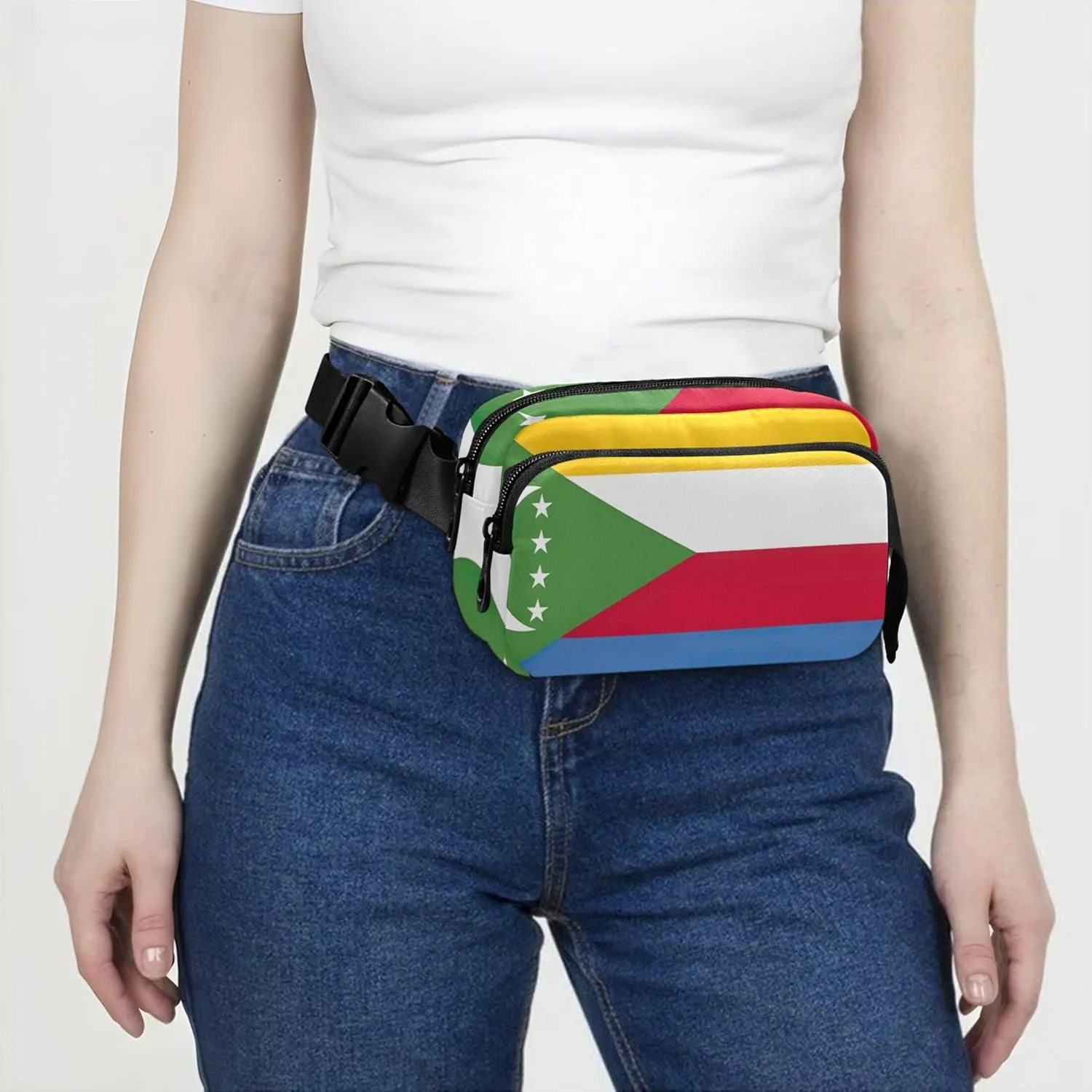 Comoros National Flag Fanny Packs for Women Waterproof Hip Bag Belt Purse Cute Travel Waist Bag