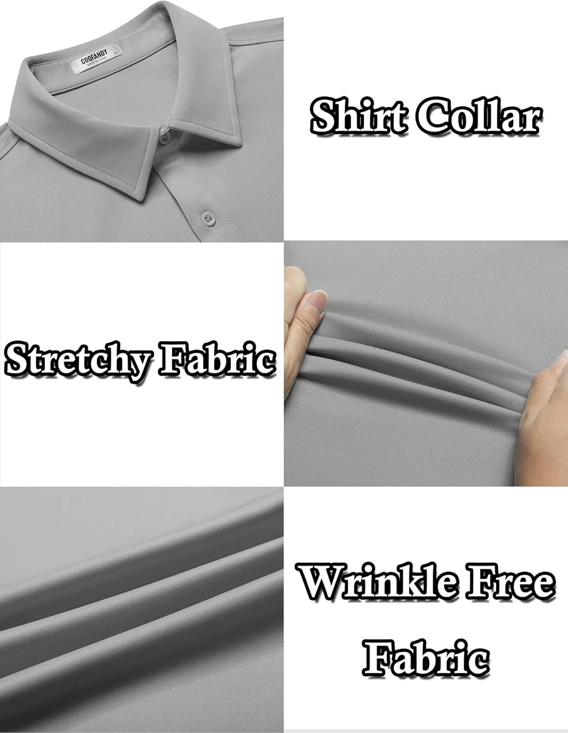 COOFANDY Mens Casual Wrinkle Free Shirts Short Sleeve Button Down Summer Stretch Dress Shirt